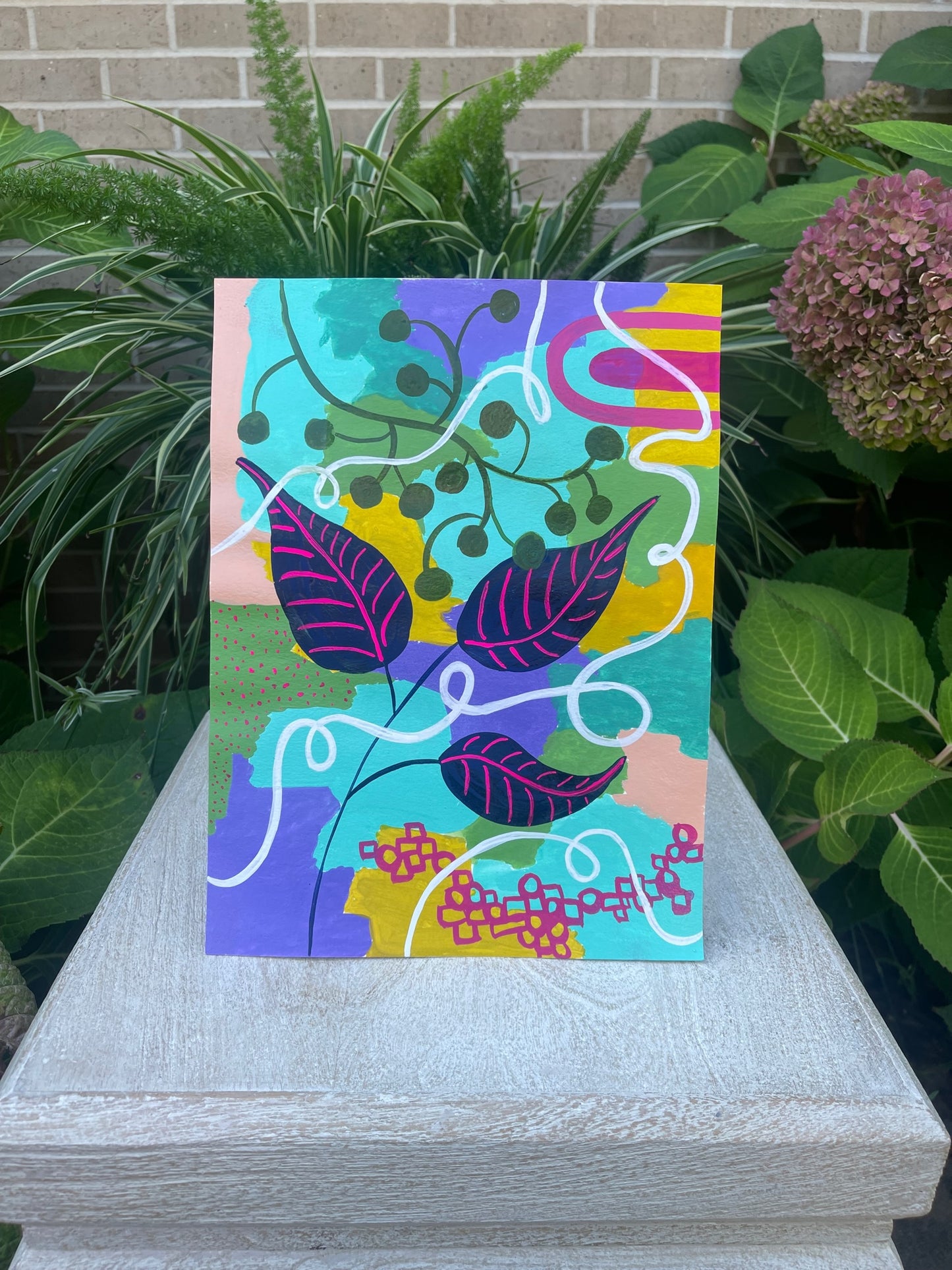 Indigo leaves with Rose Abstract