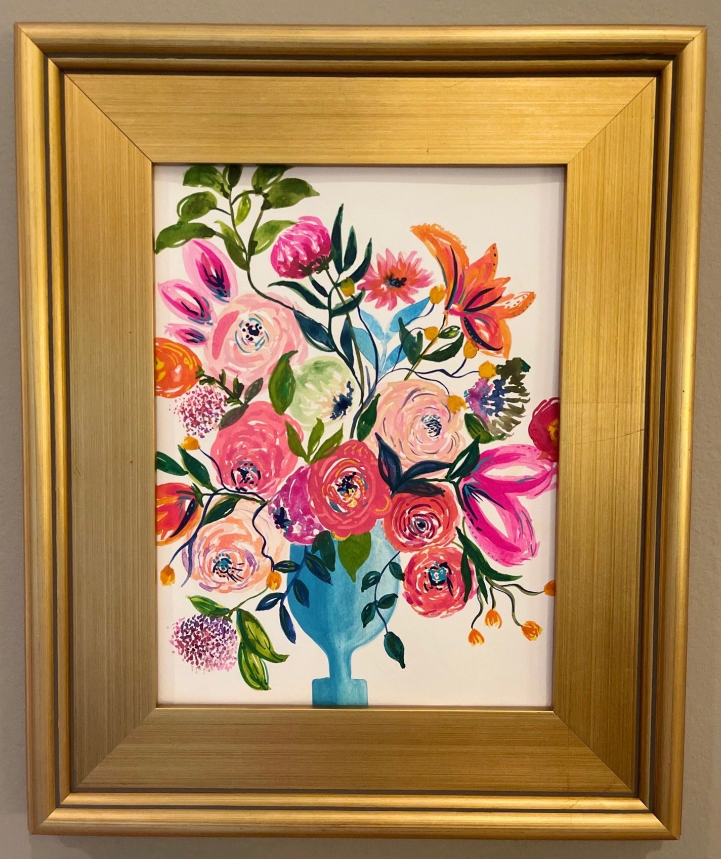 Floral bouquet in pink vase