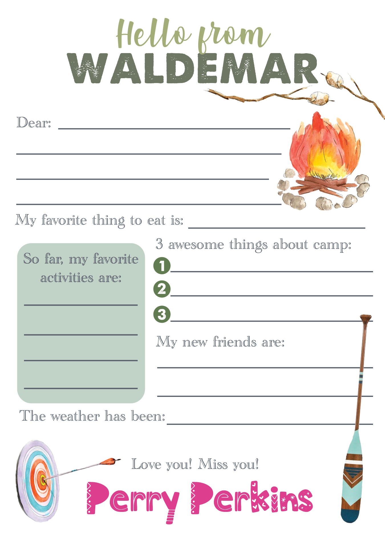 Fill-In Camp Notes - Set of 12