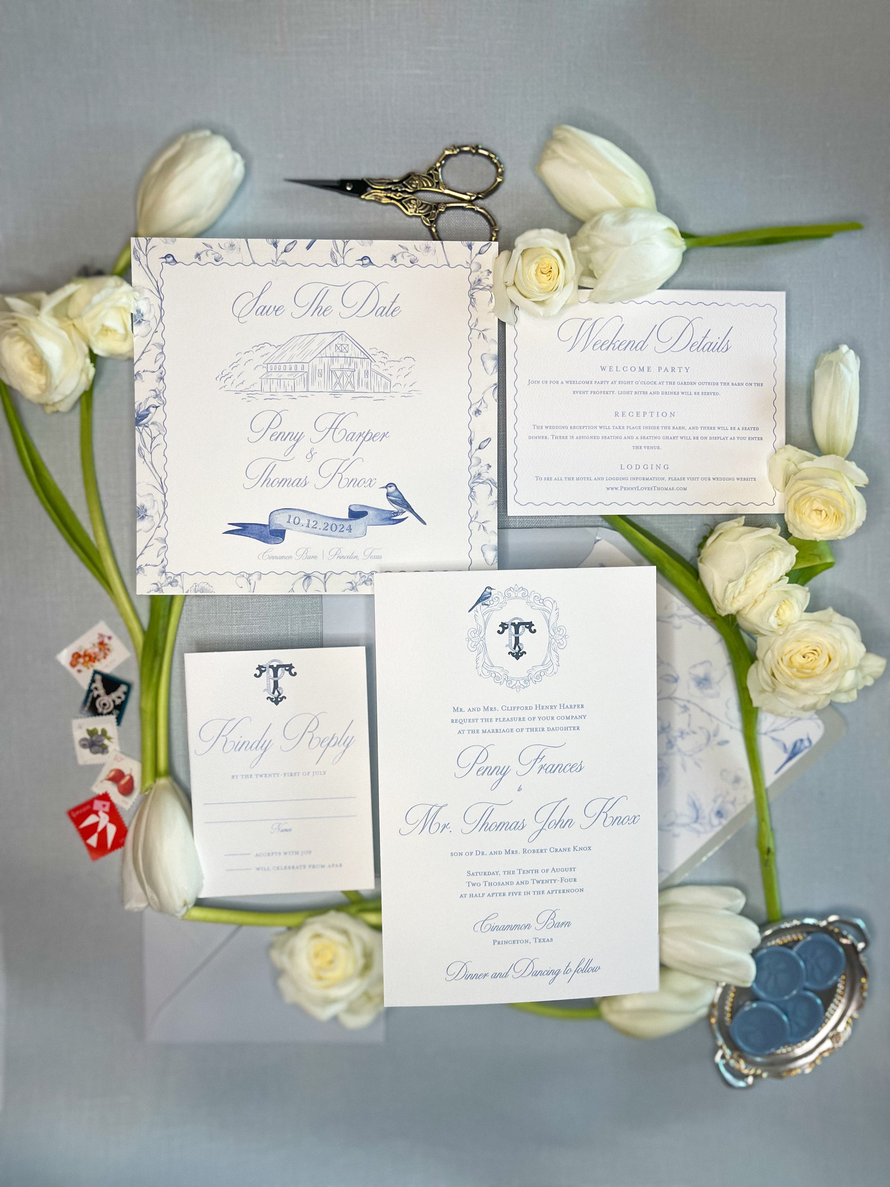 custom wedding invitation by Claire Hodges Art