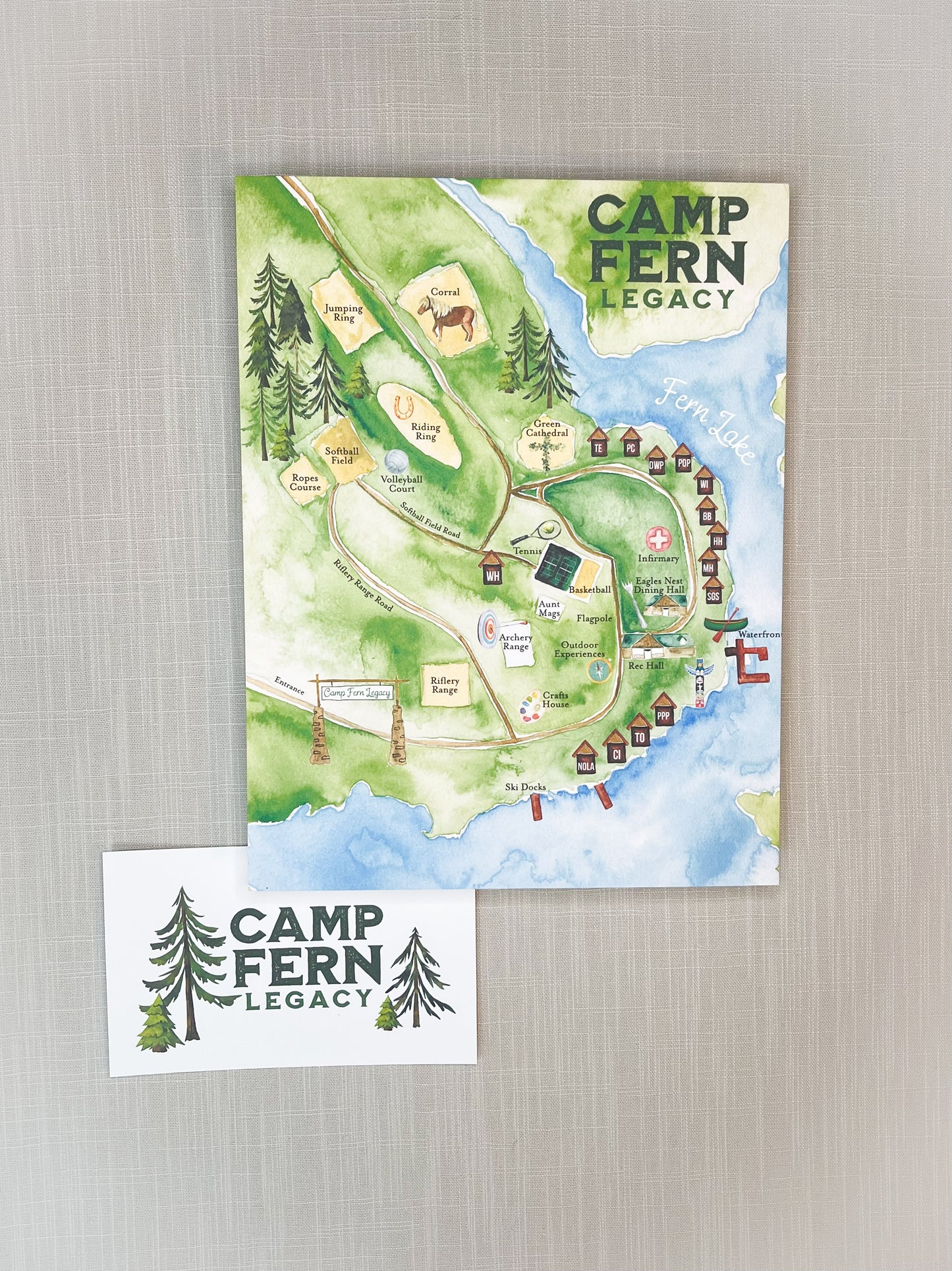 Camp Fern Legacy Watercolor Map Print